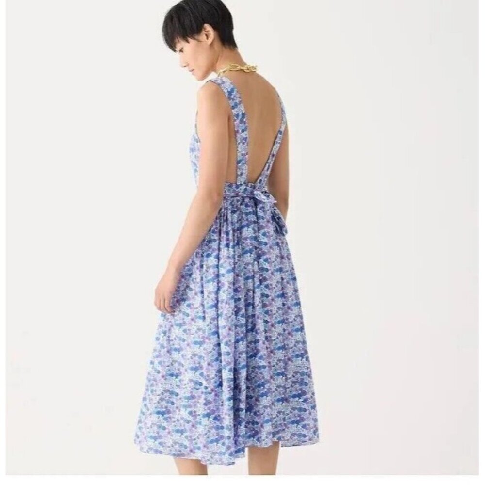 NWT J.Crew New Apron Dress in Hampton Purple Liberty Arrow Floral Fabric 6